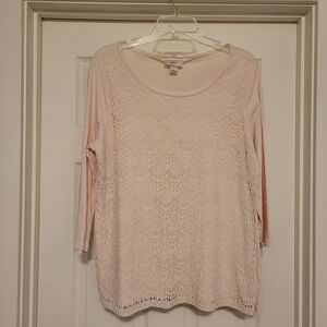 LOFT Women's Blush Lace Blouse